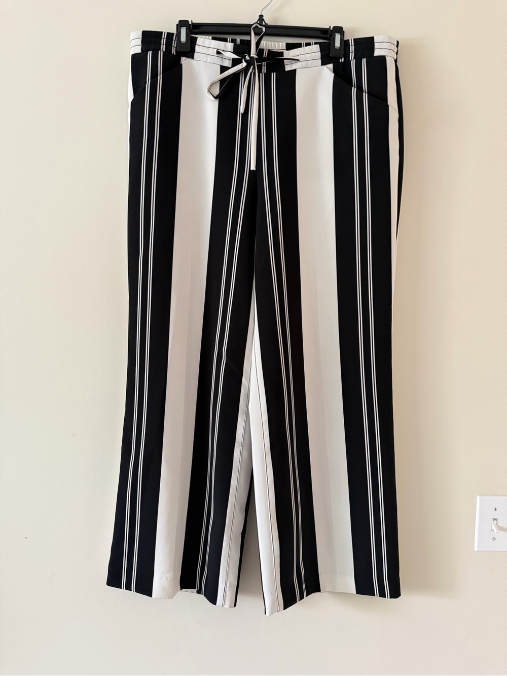 INC International Concepts Black and White Striped Pants with Tie Waist